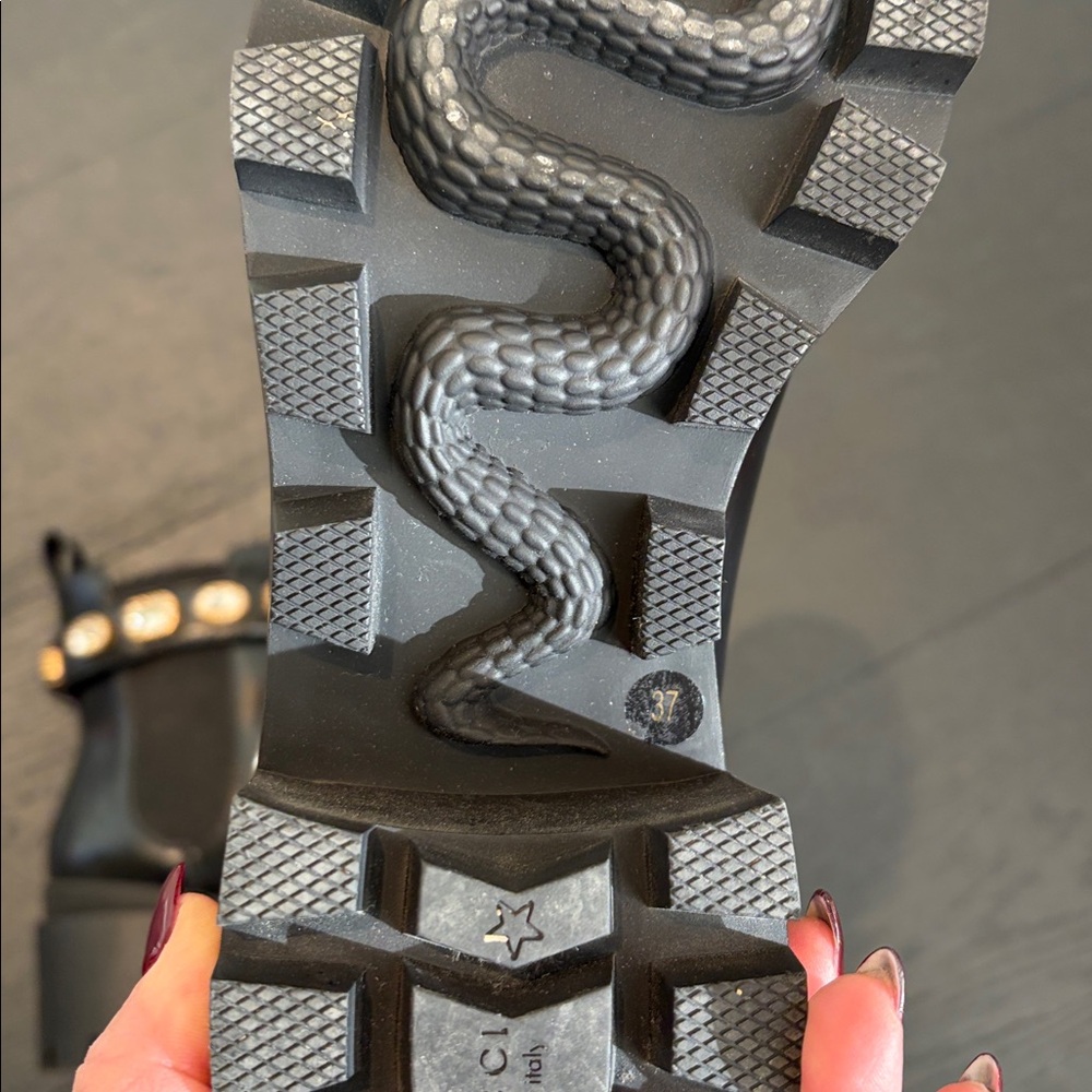 Gucci Black Ankle Boots with Gold Accents - Picture 5 of 7